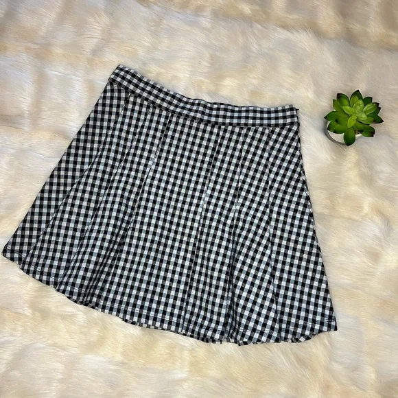 NWT Free People | Honey Blue Multi Gingham Pleated Skater Mini Skirt 10 - Picture 16 of 16
